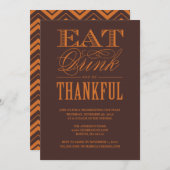 感謝を忘れずに | 感謝祭の食事への招待 招待状 (正面/裏面)
