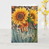 感謝を捧げるパンプキンとヒマワリ カード (黄色い花)