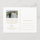 感謝を永遠に ゴールド ウェディング フォト サンクス ポストカード (裏面)