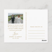 感謝を永遠に ゴールド ウェディング フォト サンクス ポストカード (裏面)