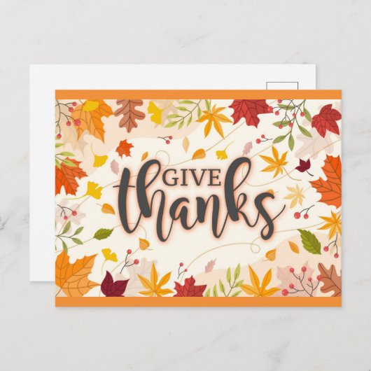 感謝を秋の落ち葉と共に 秋の感謝祭 ポストカード (正面/裏面)