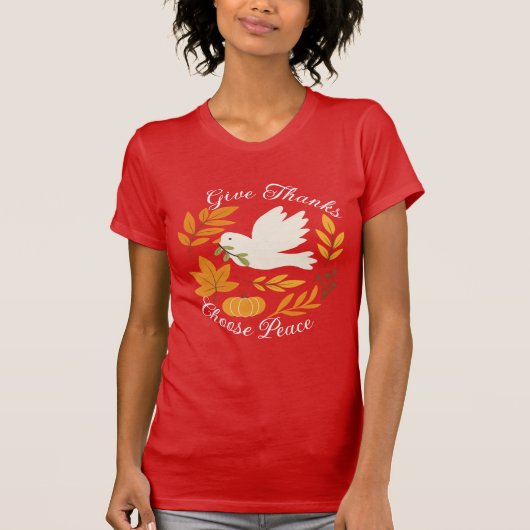 "感謝を表し 平和を選ぶ" Bella+Canvas Tシャツ (正面)