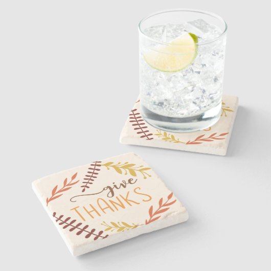 感謝を表す感謝祭の秋の装飾 葉の落ちる季節 ストーンコースター (横)