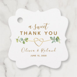 感謝を込めたゴールドのウェディング フェイバータグ