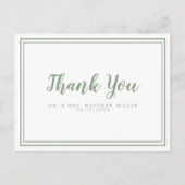 「感謝を込めたシンプルなウェディングメッセージ　サージグリーン」 ポストカード (正面)