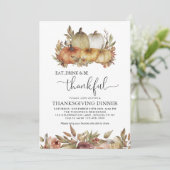 感謝を込めた水彩のカボチャの木の感謝祭 招待状 (スタンド正面)