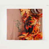 感謝を込めて秋の落ち葉と共に 感謝祭 タペストリー (正面(横))