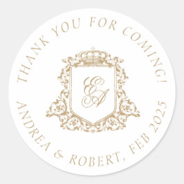 感謝を込めて　ゴールドモノグラムクレストウェディング ラウンドシール
