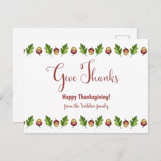 感謝を込めて ハッピーサンクスギビング オーダーメイド ポストカード (正面/裏面)