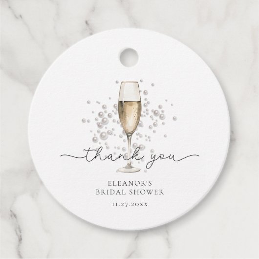 感謝を込めて パール&プロセッコ ブライダルシャワー フェイバータグ (正面)