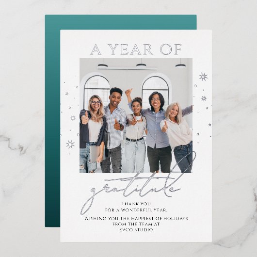 感謝エレガントの台本フォトビ企業のジネス 箔シーズンカード (正面/裏面)