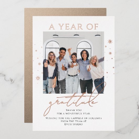 感謝エレガントの台本フォトビ企業のジネス 箔シーズンカード (正面/裏面)