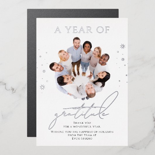 感謝エレガントの台本フォトビ企業のジネス 箔シーズンカード (正面/裏面)