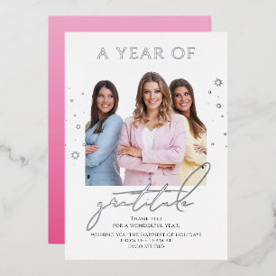 感謝エレガントの台本フォトビ企業のジネス 箔シーズンカード