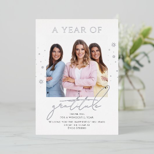 感謝エレガントの台本フォトビ企業のジネス 箔シーズンカード (立ち正面)