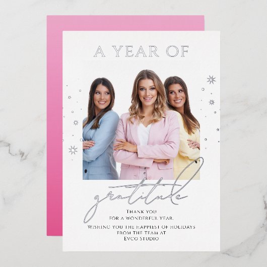 感謝エレガントの台本フォトビ企業のジネス 箔シーズンカード (正面/裏面)