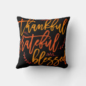 感謝エレガント感謝の賛美タイポグラフィブラック クッション (裏面)