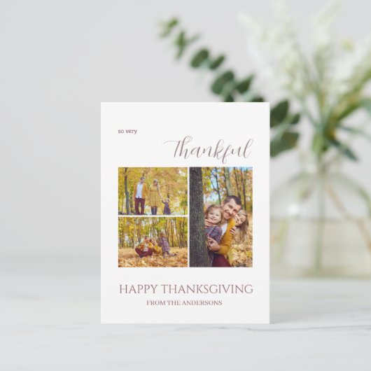 感謝エレガント感謝祭の家族の写真3 シーズンポストカード (スタンド正面)