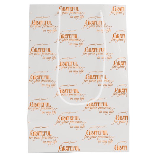 感謝エレガント感謝祭秋パンプキンオレンジ ミディアムペーパーバッグ (裏面)