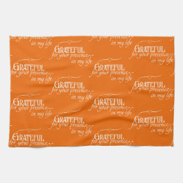 感謝エレガント感謝秋オレンジ キッチンタオル