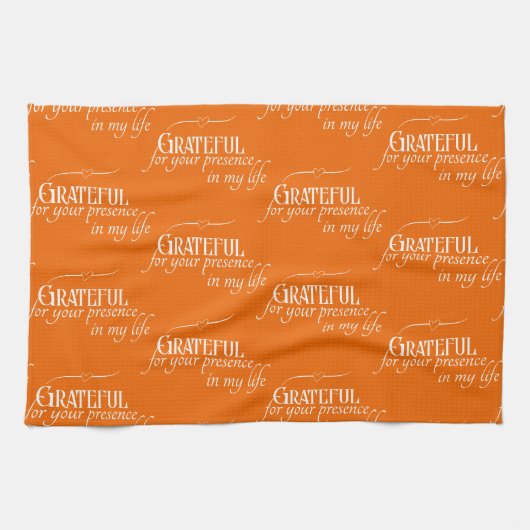 感謝エレガント感謝秋オレンジ キッチンタオル (横)