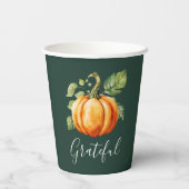 感謝オレンジカボチャ濃い緑 紙コップ (裏面)