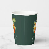感謝オレンジカボチャ濃い緑 紙コップ (右)