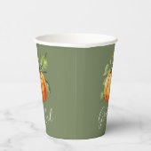 感謝オレンジカボチャ苔グリーンサンクスギビング 紙コップ (右)