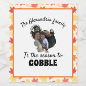 感謝カスタム七面鳥の写真シーズンをゴブルに ワインラベル (シングルラベル)