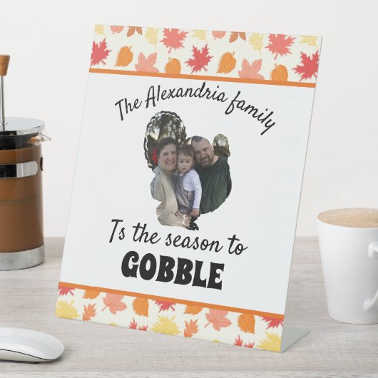 感謝カスタム七面鳥の写真シーズンをゴブルに 台座サイン (インサイチュ)