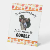 感謝カスタム七面鳥の写真シーズンをゴブルに 台座サイン (正面)