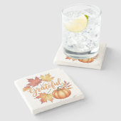 感謝カボチャ&紅葉 ストーンコースター (横)