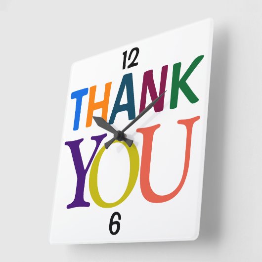 感謝カラフルの意を表す スクエア壁時計 (傾斜)