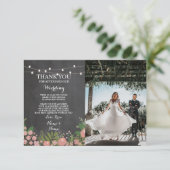 感謝カード ウェディング チョーク フラワー 招待状 (スタンド正面)