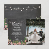 感謝カード ウェディング チョーク フラワー 招待状 (正面/裏面)