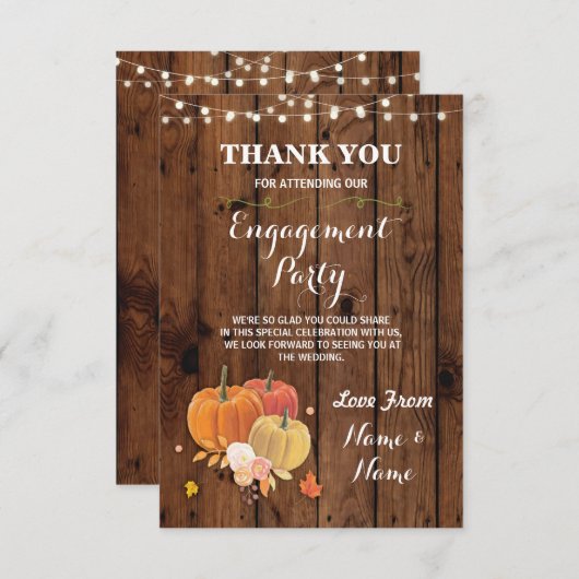 感謝カード ウェディング パンプキン ウッド (正面/裏面)