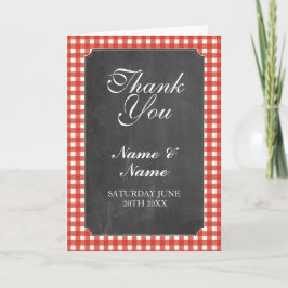 感謝カード ウェディング ブライダル 赤 チェック 結婚式 チョーク