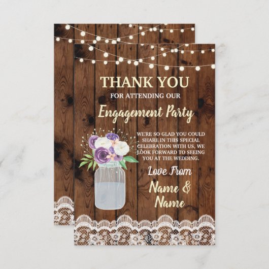 感謝カード ウェディング ラブ  フラワーベース 木製レース 招待状 (正面/裏面)