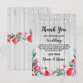 感謝カード ウェディング 赤いバラ (正面/裏面)