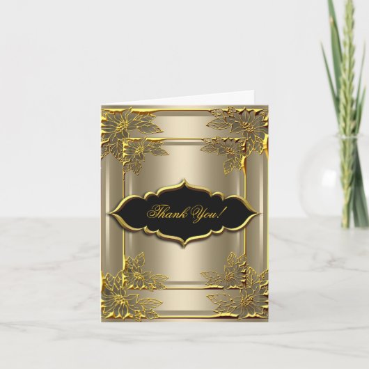 感謝カード エレガント コーヒー ブラック ゴールド (正面)