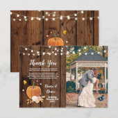 感謝カード フォト パンプキン ライト ウッド 招待状 (正面/裏面)