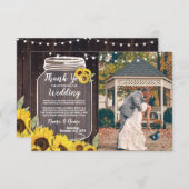 感謝カード フォト ラスティック ヒマワリ 瓶 ライト 招待状 (正面/裏面)