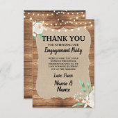 感謝カード　ホワイトフラワー　ウッド 招待状 (正面/裏面)