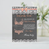 感謝カード　ランジェリーシャワー　ウェディングパーティー　レース 招待状 (スタンド正面)