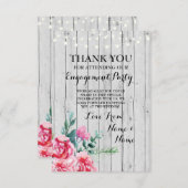 感謝カード 結婚式 ウェディング ウッド レッド フラワーリング 招待状 (正面/裏面)