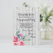 感謝カード 結婚式 ウェディング 木製 赤 花柄 招待状 (スタンド正面)