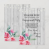 感謝カード 結婚式 ウェディング 木製 赤 花 招待状 (正面/裏面)