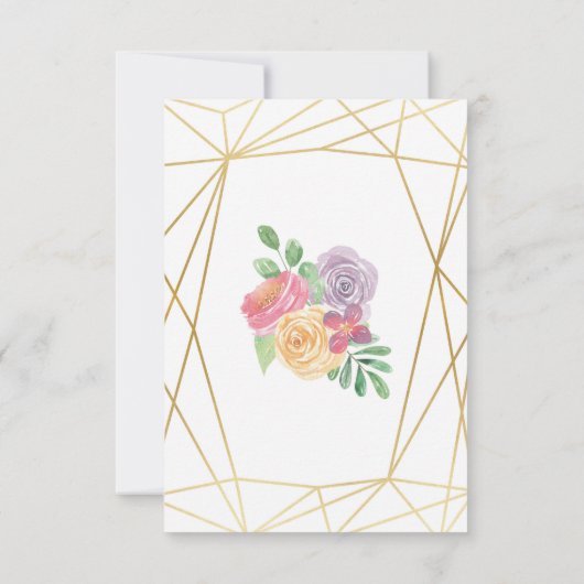 感謝カード 結婚式 ゴールド フラワーリング 招待状 (裏面)