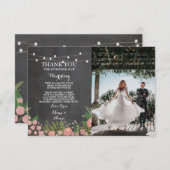 感謝カード 結婚式 チョーク フラワー 画像 招待状 (正面/裏面)