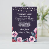 感謝カード 結婚式 花 ネイビー ピンク (スタンド正面)